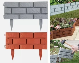Brick Effect Garden Lawn Plastic Edging Plant Fence Border Outdoor Decor Picket - Picture 1 of 20