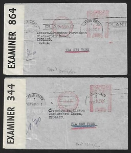 WWII ARGENTINA TO UK AIR MAIL STAMPLESS LOT OF 2 CENSOR COVERS 1940 - Picture 1 of 2