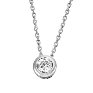 Goldmaid collana donna oro bianco 375/- solitario, 1 brillante 0,10 ct. P1/KL NUOVO - Foto 1 di 3