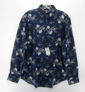 John Varvatos Shirt Men Small Blue Pearl Button Up Floral Woven Preppy $248 NEW - Picture 1 of 11