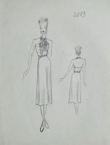 Taller Vionnet - Dibujo Original - Lápiz - Vestido 400 - Picture 1 of 1