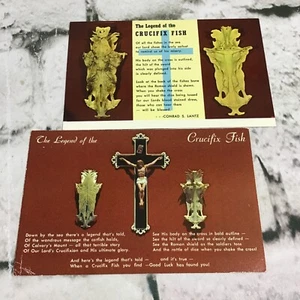 The Legend Of The Crucifix Fish Christian Collectible Vintage Postcard Lot Of 2 - Picture 1 of 3