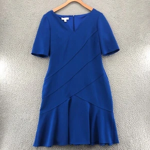 Abito London Times donna 10 blu tubino orlo svasato ginocchio elasticizzato manica 1/2 - Foto 1 di 11