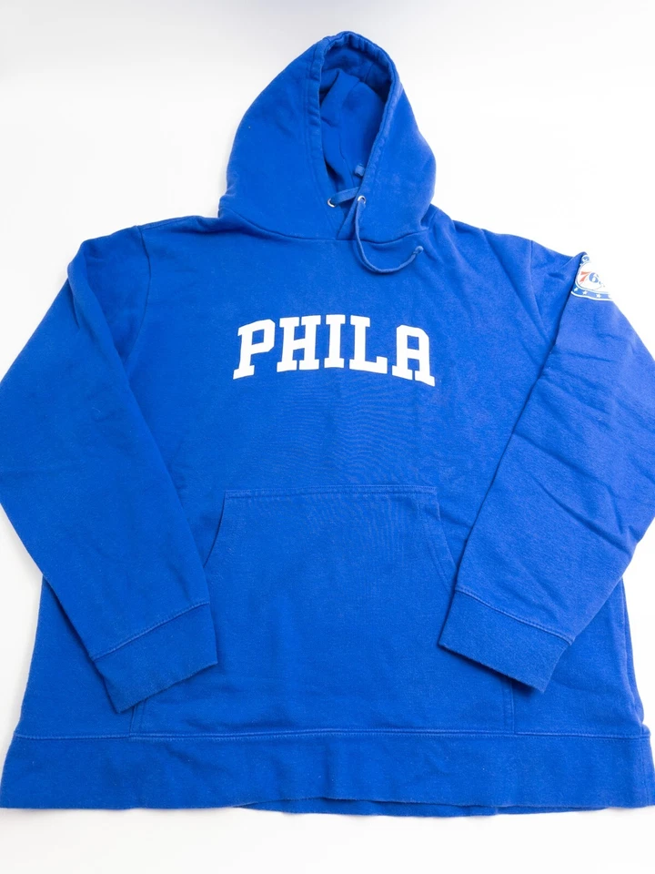 Philadelphia 76ers Hoodie Mens XL Blue Graphic Print Kangoroo Pockets Pullover - Image 1 of 4