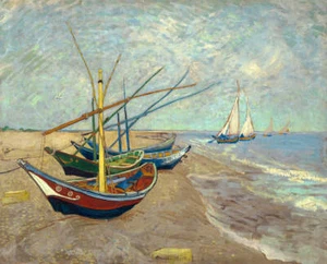 Boats Saintes-maries by Vincent van Gogh Fine Art Print Sailboat Seascape 26x32 - Picture 1 of 1