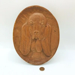Placa Basset Perro Perro Perro Tallada a Mano Firmada Baba Shop Barney Obra de Arte Folk - Imagen 1 de 8