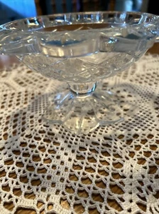 Vintage Polonia Crystal Flower Petal Pedestal Compote Candy Dish Poland c.1940 - Picture 1 of 5