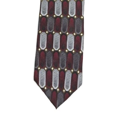 Covington мужской шелковый галстук бордовый серый геометрический 60,5» дизайнерский широкий галстук новый - Изображение 1 из 4
