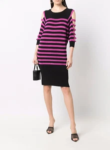 Jean Paul Gaultier striped dress in black and pink - Size S - Picture 1 of 7