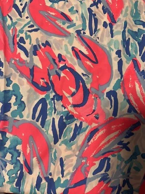 Lilly Pulitzer Rosa Y Azul Langosta 18”x18” Tela Algodón No Elástica Cuadrada Foto 1 de 3
