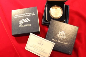 2007 JAMESTOWN 400TH ANNIVERSARY PROOF, COMMEM SILVER DOLLAR, CASE AND COA,, - Picture 1 of 5