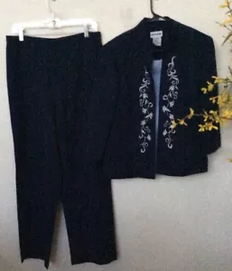 Perceptions Women's Career Navy Blue 100% Polyester 3 Piece Pant Suit Sz 14 EUC! - Picture 1 of 9