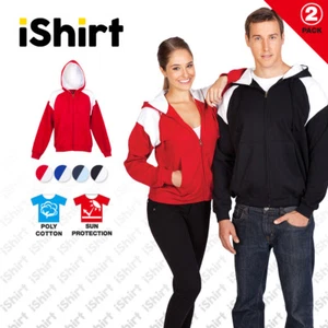 2PC X LADIES JUNIOR HOODIE JUMPER PULLOVER SHOULDER CONTRAST FULL ZIP HOODIE - Picture 1 of 7