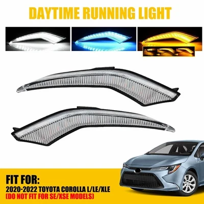 For Toyota Corolla L LE XLE Model 2020-2023 LED Daytime Running Fog Lights DRL - Image 1 of 4