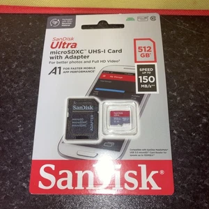 Carte Micro SD UHS-I SanDisk Ultra 512 Go SDXC A1 + adaptateur (jusqu'à 150 Mo/s) - Neuve - Photo 1 sur 5
