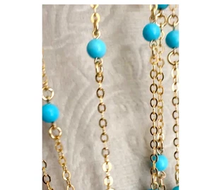 NUEVO COLLAR ESTACIÓN TURQUESA BELLEZA DURMIENTE ORO AMARILLO 14K BC® 18" 20" 22" - Imagen 1 de 24