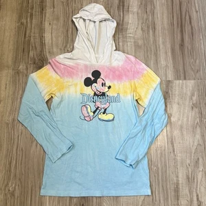 Disney Mickey Mouse Junior Classic Hooded Pastel Tie-Dye Long Sleeve T-Shirt L - Picture 1 of 6