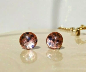 Ohrstecker Cabochon Kupfer Gold Violett Glas Handgemacht Ohrringe Glitzer 55 - Bild 1 von 8