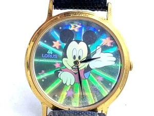 Reloj holográfico vintage en tono dorado Mickey Mouse Lorus V515 8E68 UH2 precio de venta sugerido por el fabricante $199.99 - Imagen 1 de 5