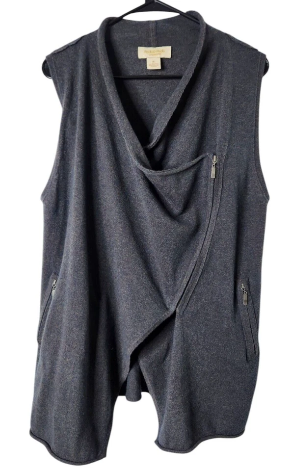 Suéter Peck & Peck para mujer M 2 capas 100 % cachemir bolsillos con cremallera grisáceo-verde Foto 1 de 4