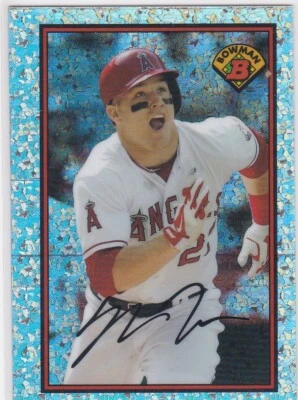Tarjeta de béisbol Mike Trout Los Angeles Angel 2014 Bowman $$ RARO REFRACTOR DE DIAMANTE Foto 1 de 2