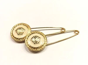 SPILLA BALIA CM 6 ORO & SMALTO AVORIO 2pz - Picture 1 of 1