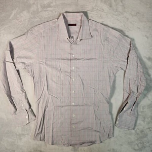 Mike Tailor Handmade Dress Shirt Mens Large Gray Pink Striped Slim Fit Custom - Picture 1 of 8