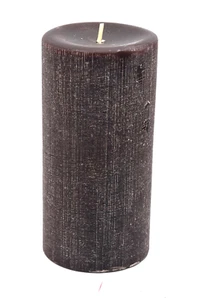 Candela a colonna vintage marrone testurizzata mai usata etichetta cera 6" 1264B38 - Foto 1 di 3