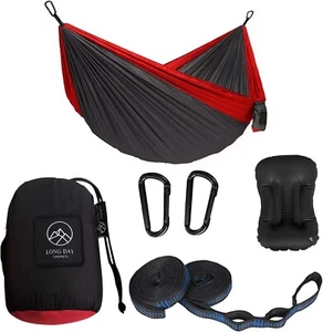 Camping Hängematte Doppel & Einzel Tragbare Hängematten mit 2 Baumgurten und Befestigung - Bild 1 von 8