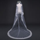 1 Layer Ivory Bridal Cathedral Veil Lace Edge Bridal Wedding Veil Without Comb