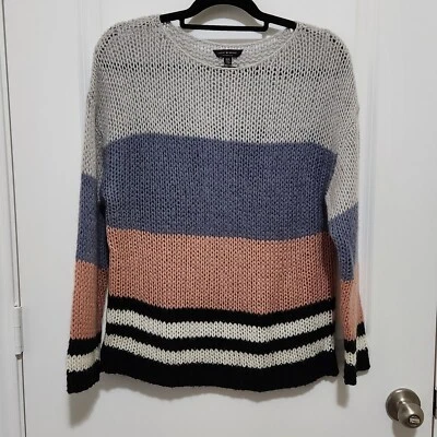Lucky Brand Womens M Bold Stripe Pullover Loose Knit Sweater Wool Blend - Image 1 of 4
