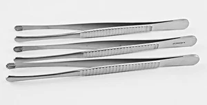 3 Russian Tissue Forceps 8" Serrated Tips Veterinary Surgical Instruments - Picture 1 of 4