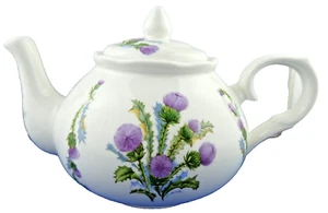 GLAMIS THISTLE FINE BONE CHINA MADE ENGLAND ADDERLEY CERAMICS TEAPOT 6 CUP 44oz - Picture 1 of 9