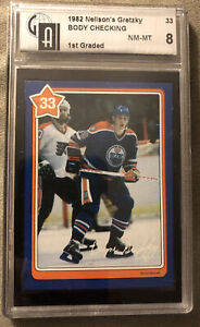 1982 Neilson’s Wayne Gretzky Body Checking Hockey Card #33 Oilers Graded GAI 8