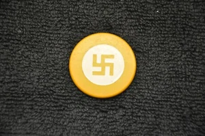 Pre WWII Swastika Clay Poker Chip Gold - Picture 1 of 4