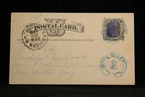 New Jersey: Upper Montclair 1877 Postal Card, Blue CDS, Purple Cancel, Essex Co - Picture 1 of 2