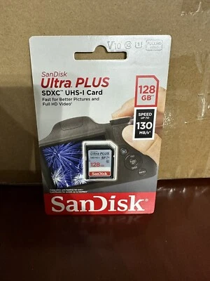SanDisk Ultra Plus 128GB 130MB/s SDXC UHS-I Memory Card New sealed - Image 1 of 2