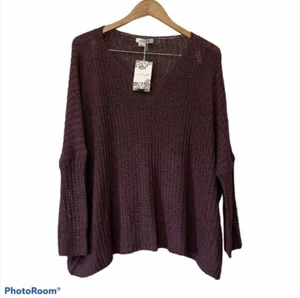 Simply Noelle Damen Pullover Gr. S/M 8-10 lila V-Ausschnitt offen Strick Langarm - Bild 1 von 12