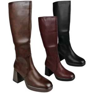 Damas Botas de media pantorrilla Mujeres Tacón alto Cremallera Trabajo Moda Invierno Cómodas Zapatos Tallas - Imagen 1 de 10