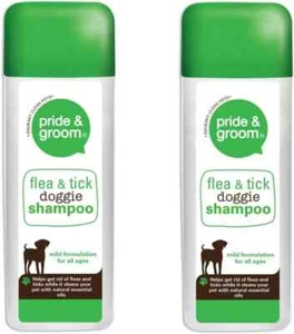2X Pride and Groom Flea & Tick Dog Shampoo Conditioner Healthy Coat 300ml - Picture 1 of 3