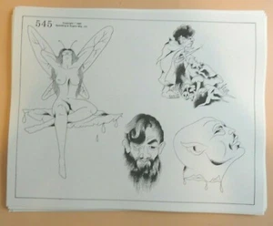 Vintage RARE 1980 Spaulding & Rogers Tattoo Flash Sheet #545 Fairie Hobbit - Picture 1 of 1