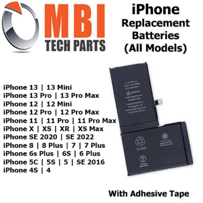 iPhone 13 12 Mini 11 Pro Max X XR XS 8 7 6S Plus 6 5 14 SE Replacement Battery - Image 1 of 4