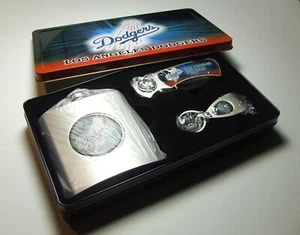 LA Dodgers Flask, Pocket Knife, Keychain Bottle Opener Set in Collector Tin NIB - Picture 1 of 12