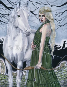 Four Horsemen Apocalypse Fantasy Art PRINT Pestilence Rats Bow Arrow Green White - Imagen 1 de 1