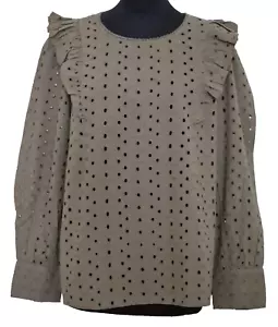 Kaleidoscope Ladies Khaki Broidiere Anglaise Ruffle Blouse Top Size 16 BNWT - Picture 1 of 7