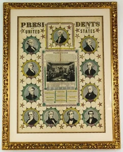 1846 Präsidenten der Vereinigten Staaten 21,5" x 29" gerahmte Lithographie - Bild 1 von 1