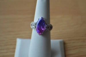 5,00ct Midnight Fuchsia Quarz/Zirkon Ring rhodiniert über Feinsilber Gr. 6 - Bild 1 von 12