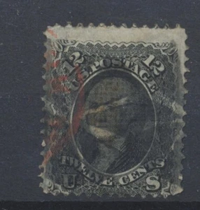 USA Stamps 1867 12c black Washington w 9 x 13mm grill Scott97 SG65 CV £120 - Picture 1 of 4