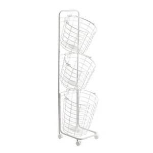 3 Tier Rolling Laundry Hamper with 3 Removable Wire Basket, Metal Sorter Stor... - Picture 1 of 6