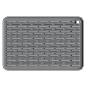 Silicone Dish Drying Mat 12x8in Grey Countertop Protection Pad for Kitchen - Picture 1 of 7